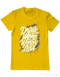 Tricou ADLER barbat Drink more worry less Galben