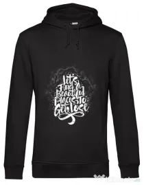 Hoodie barbat cu gluga Let's find beautiful place to get lost Negru