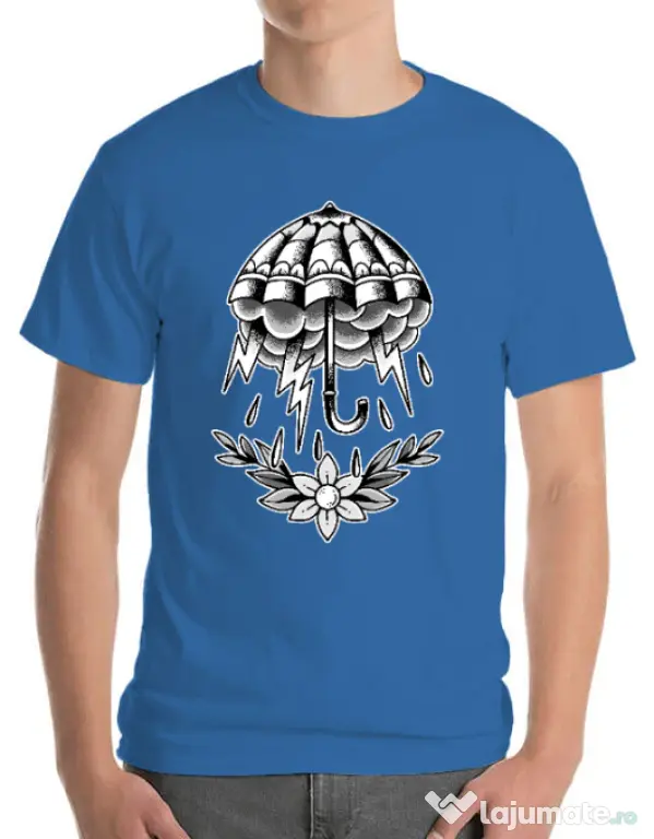 Tricou ADLER barbat Umbrella Tattoo Albastru azuriu