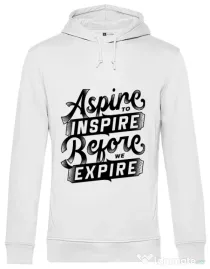 Hoodie barbat cu gluga Aspire To Inspire Before We Expire Alb