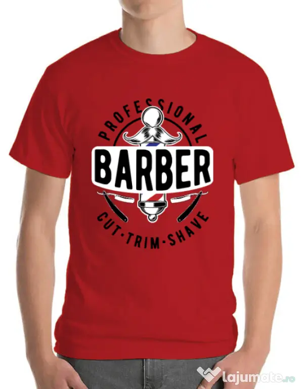 Tricou ADLER barbat Professional barber Rosu