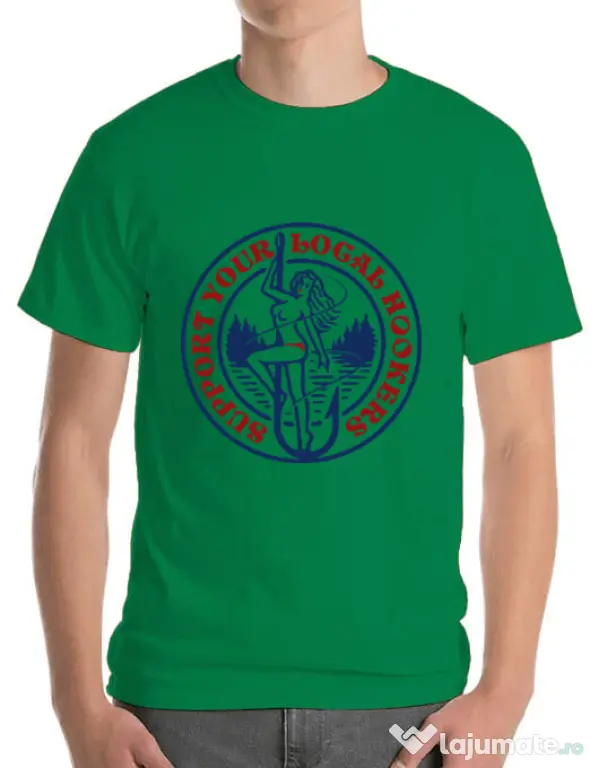 Tricou ADLER barbat SUPPORT YOUR LOCAL HOOKERS Verde mediu