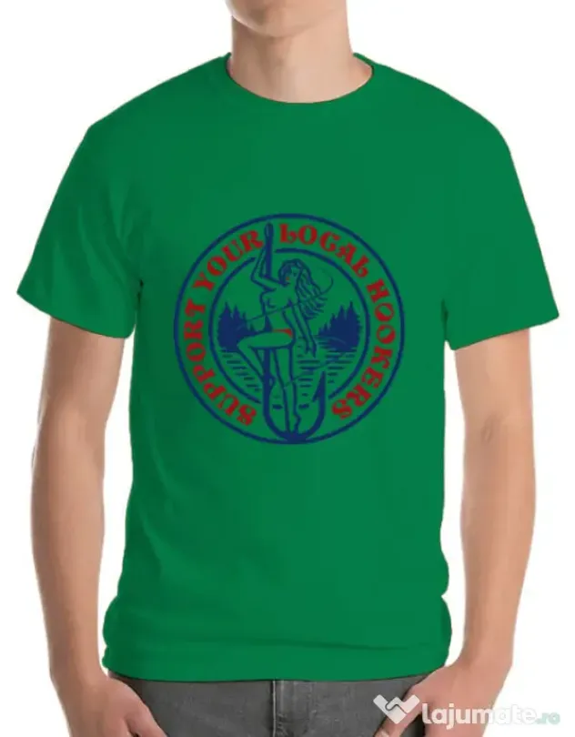 Tricou ADLER barbat SUPPORT YOUR LOCAL HOOKERS Verde mediu