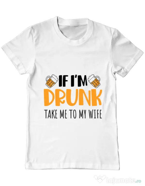 Tricou ADLER barbat Take me to my wife Alb