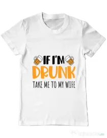 Tricou ADLER barbat Take me to my wife Alb