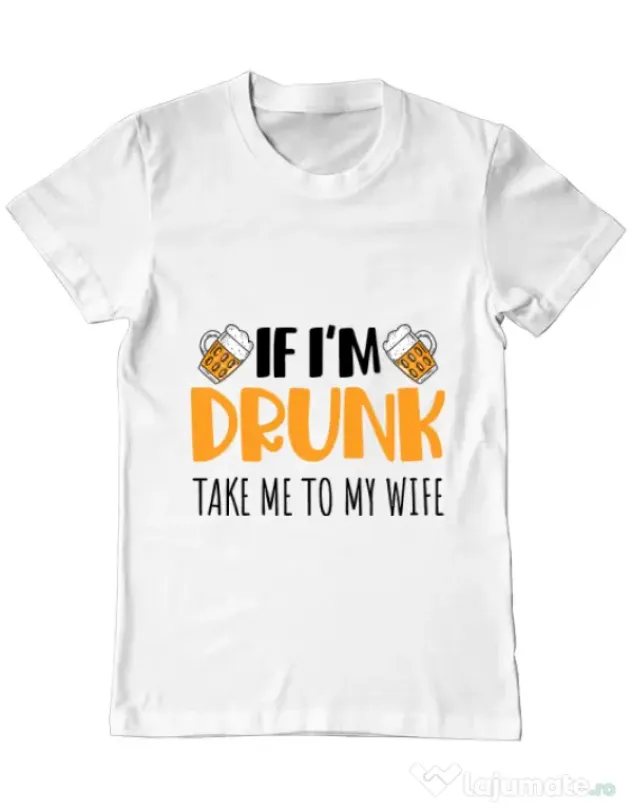 Tricou ADLER barbat Take me to my wife Alb
