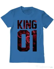 Tricou ADLER barbat Flower king Albastru azuriu