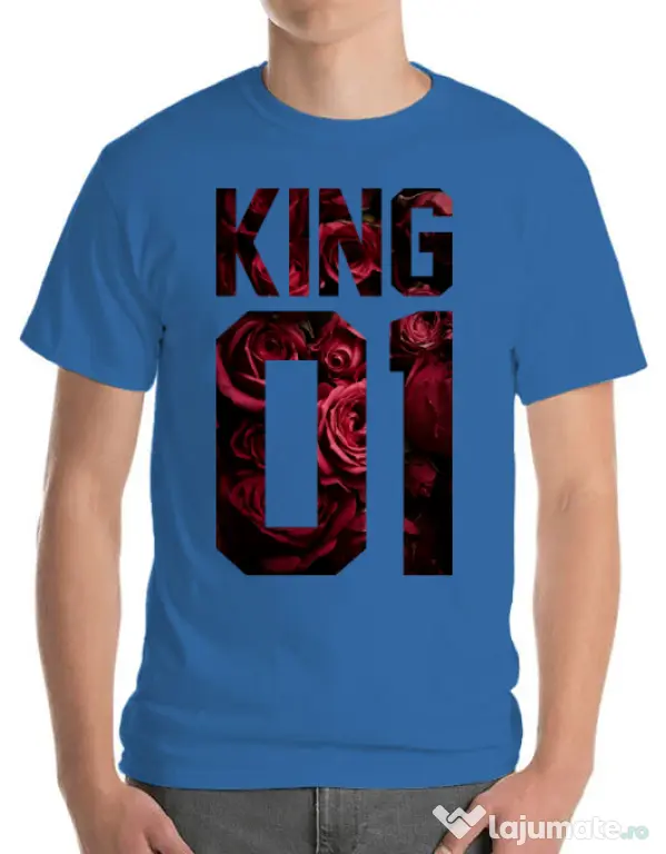 Tricou ADLER barbat Flower king Albastru azuriu