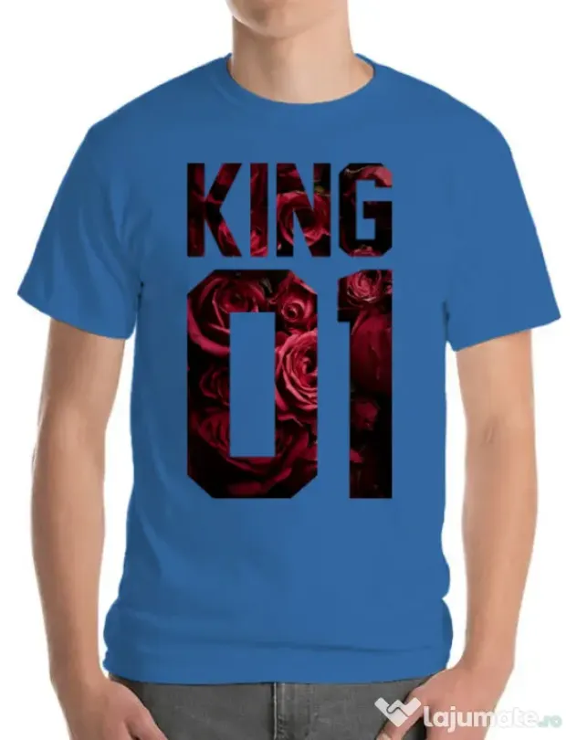 Tricou ADLER barbat Flower king Albastru azuriu