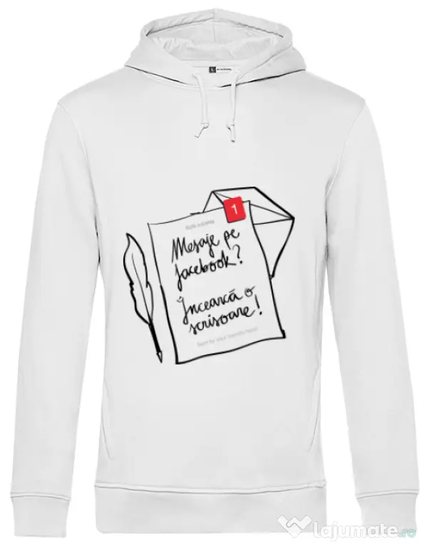 Hoodie barbat cu gluga Incearca o scrisoare Alb