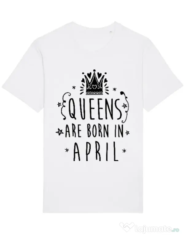 Tricou STANLEY STELLA barbat Queens are born in April Alb