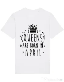 Tricou STANLEY STELLA barbat Queens are born in April Alb