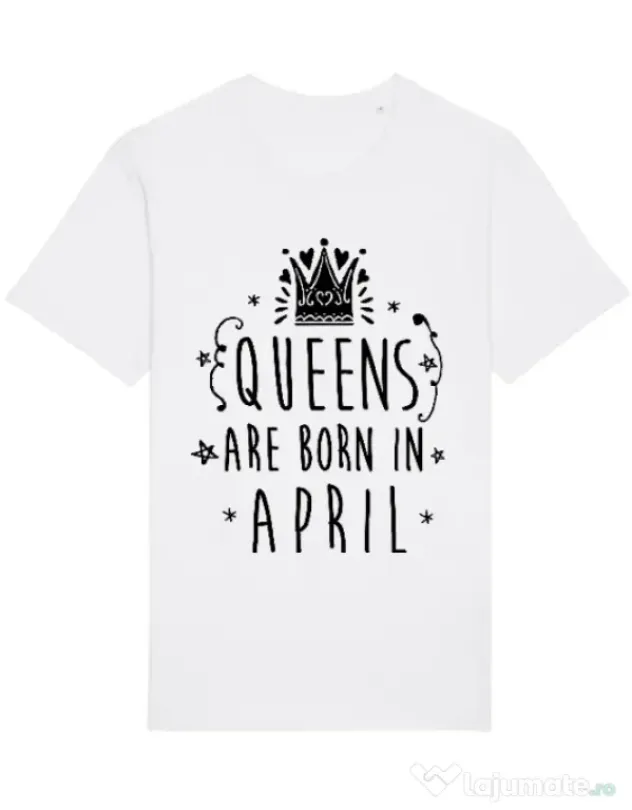 Tricou STANLEY STELLA barbat Queens are born in April Alb