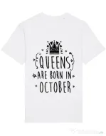 Tricou STANLEY STELLA barbat Queens are born in October Alb