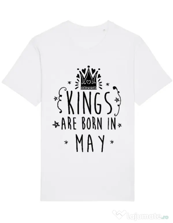 Tricou STANLEY STELLA barbat Kings are born in May Alb