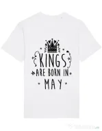 Tricou STANLEY STELLA barbat Kings are born in May Alb