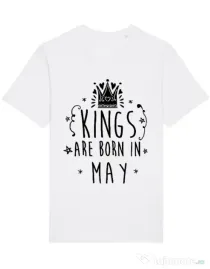 Tricou STANLEY STELLA barbat Kings are born in May Alb