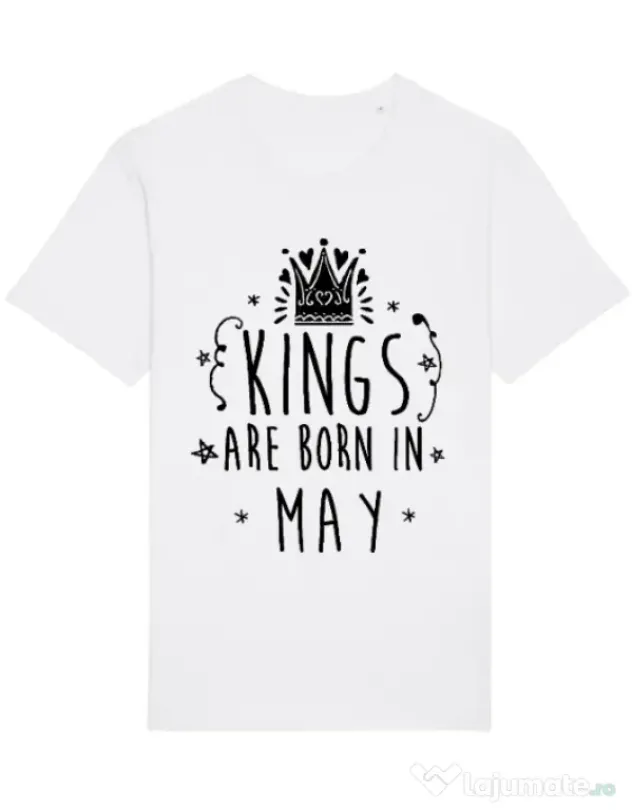 Tricou STANLEY STELLA barbat Kings are born in May Alb