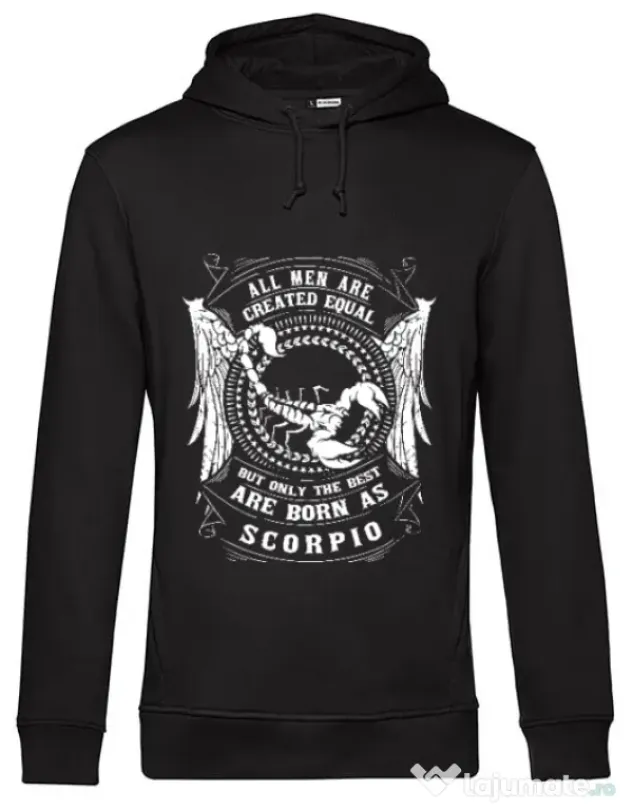 Hoodie barbat cu gluga The best men are born as Scorpio Negru