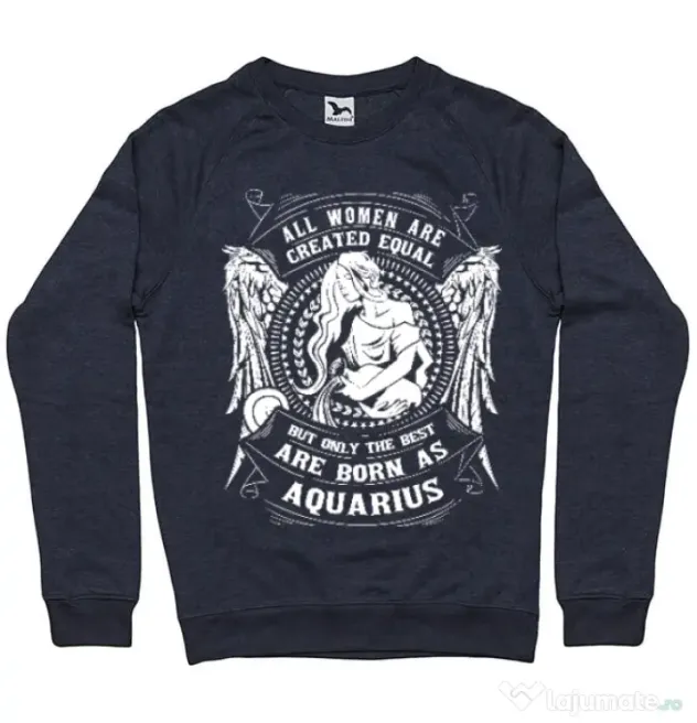 Bluza ADLER barbat The best women are born as Aquarius Denim inchis
