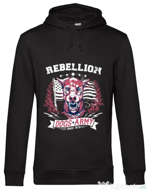 Hoodie barbat cu gluga Rebellion Negru