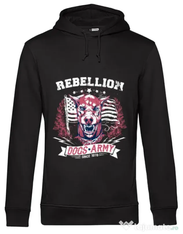 Hoodie barbat cu gluga Rebellion Negru