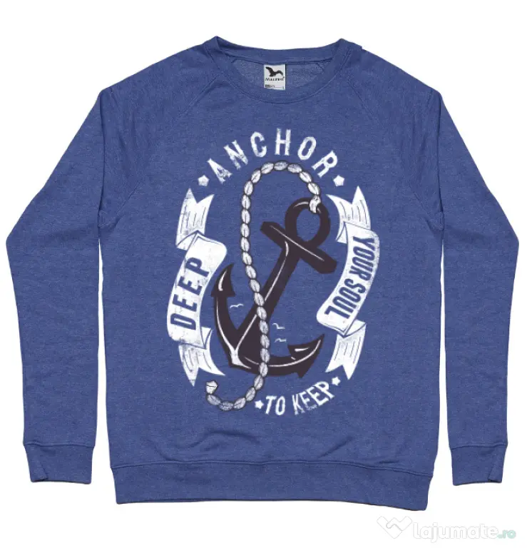 Bluza ADLER barbat Anchor your soul Albastru melanj
