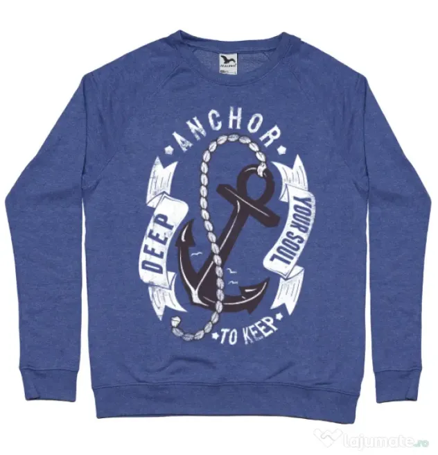 Bluza ADLER barbat Anchor your soul Albastru melanj