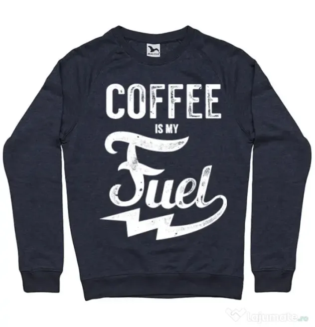 Bluza ADLER barbat Coffee is my fuel Denim inchis