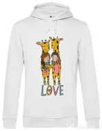 Hoodie barbat cu gluga Giraffes love Alb