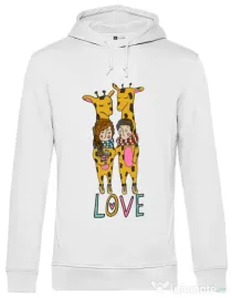 Hoodie barbat cu gluga Giraffes love Alb