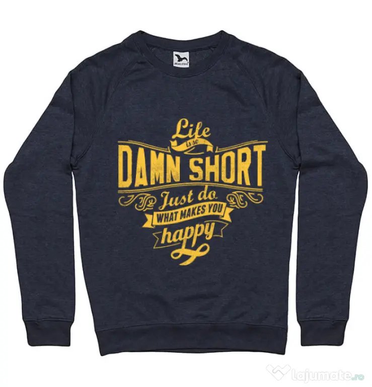 Bluza ADLER barbat Life is so damn short Denim inchis