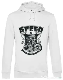 Hoodie barbat cu gluga Speed and power Alb
