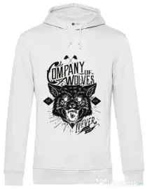Hoodie barbat cu gluga Company of wolves Alb