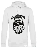 Hoodie barbat cu gluga Can i buy you a beard Alb