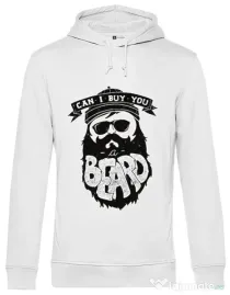 Hoodie barbat cu gluga Can i buy you a beard Alb