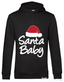 Hoodie barbat cu gluga Santa baby Negru