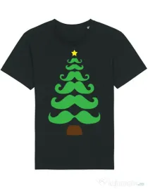 Tricou STANLEY STELLA barbat Moustache Christmas tree Negru