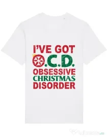 Tricou STANLEY STELLA barbat Obsessive Christmas Disorder Alb