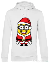 Hoodie barbat cu gluga Santa minions Alb