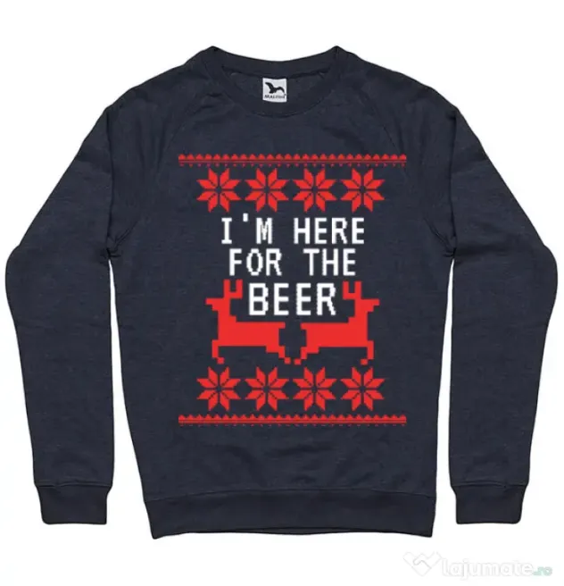Bluza ADLER barbat Here for the beer Denim inchis