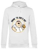 Hoodie barbat cu gluga Drink til she is hot Alb