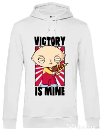 Hoodie barbat cu gluga Victory is mine Alb