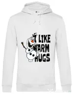 Hoodie barbat cu gluga I like warm hugs Alb