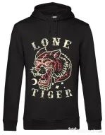 Hoodie barbat cu gluga Lone tiger Negru