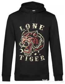 Hoodie barbat cu gluga Lone tiger Negru