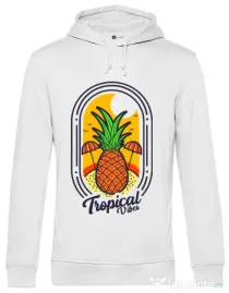 Hoodie barbat cu gluga Tropical vibes Alb
