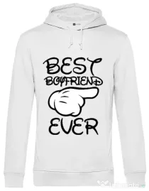 Hoodie barbat cu gluga Best boyfriend ever Alb