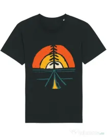 Tricou STANLEY STELLA barbat Camp and sunset Negru