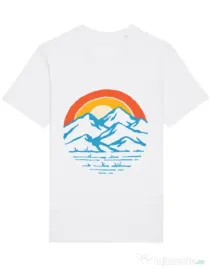 Tricou STANLEY STELLA barbat Mountain and rainbow Alb